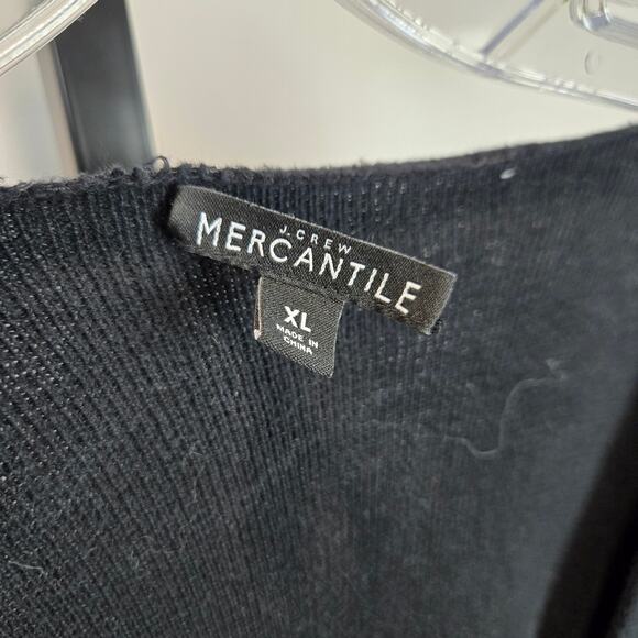 J. Crew Collarless Sweater Blazer Cardigan Long Line Knit Black Cotton XL J8002 - Picture 3 of 7